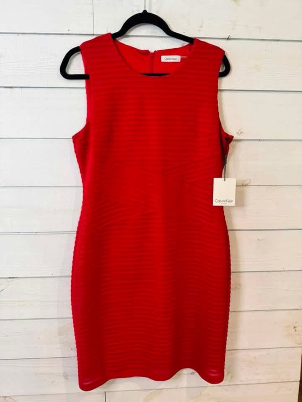 Calvin Klein Bright Red Sleeveless Sheath Dress